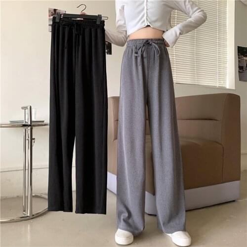 New wide-leg pants womens casual large size mopping pants womens high-waist slimming loose drape straight trousers women