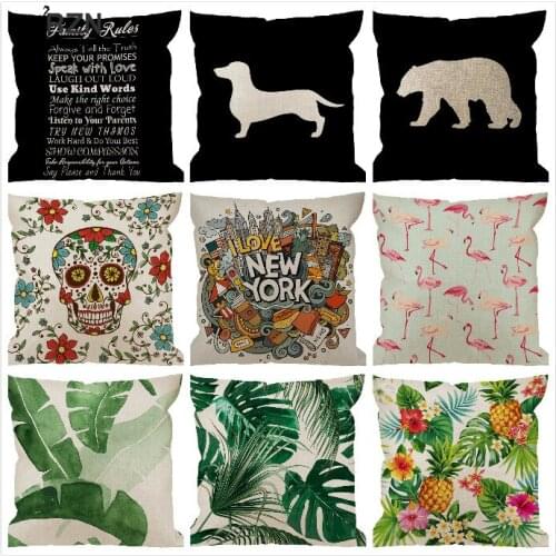 Pillow Case Bear Cotton Linen Square Cushion Cover Standard Pillowcase for Home Decorative Sofa Armchair Bedroom Livingroom
