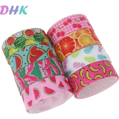 DHK 5yards watermelon pineapple orange Printed Grosgrain Ribbon Accessory Hairbow Headwear Decoration DIY Wholesale OEM E1731