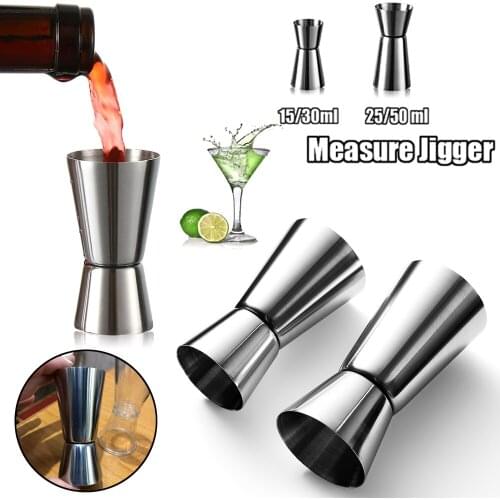 15/30ml or 25/50ml Home Stainless Steel Cocktail Shaker Measure Cup Dual Shot Drink Spirit Measure Jigger Kitchen Gadgets