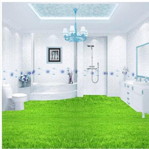 Photo wallpaper mural floor 3D green grass flooring TV backdrop PVC waterproof floor Home Decoration