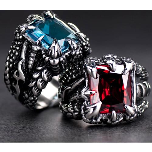 Artificial Zicon and Dragon claw Rings for men and women Artifical vintage Stainless Steel Fashion finger jewelry mygrillz