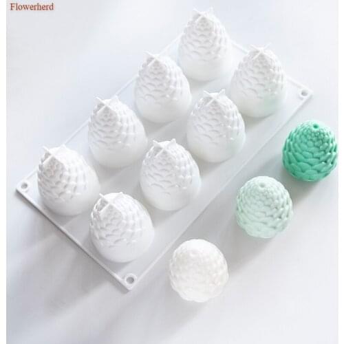 Creative 3d Silicone 8 Holes Pine Cone Mold Handmade Soap Silicone Mold Soap Form Fondant DIY Cake Chocolate Mold Cake Decors