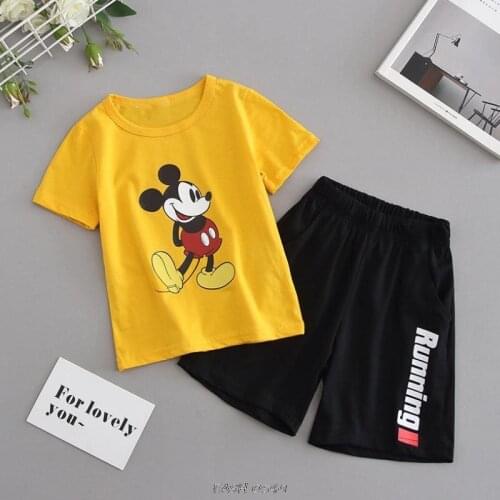 SpiderMan Mickey Boys Girls Summer Childrens Clothing Cartoon Kids Sports Suit T-shirt cotton Pants Pijamas Toddler Set Disney