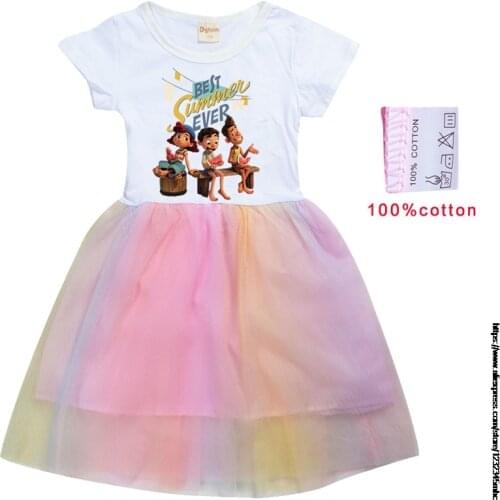 Girls Summer Clothes Kids Dresses For Girls New movie Luca Dress For Children Star Birthday Party Girls Dresses