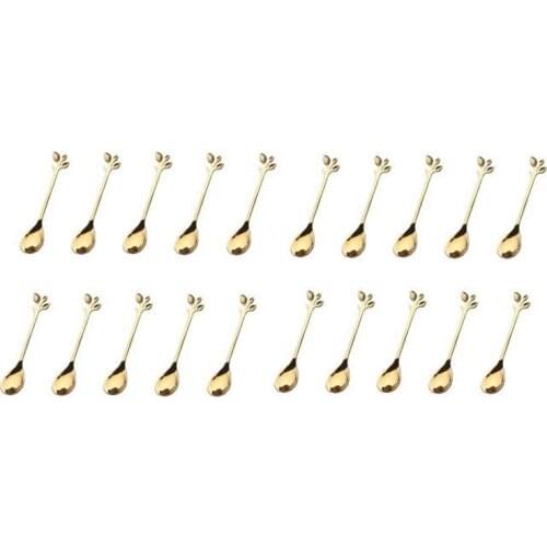 Hot YO-20Pcs Stainless Steel Spoon Creative Branch Leaves Spoon Coffee Stirring Spoon Christmas Gift Kitchen Accessories