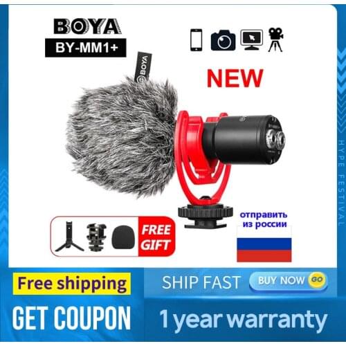 Boya BY-MM1 + Video Microphone Wireless microfono condensa.super-Cardioid Condensator Shotgun Mic for Smartphone DSLR Cameras