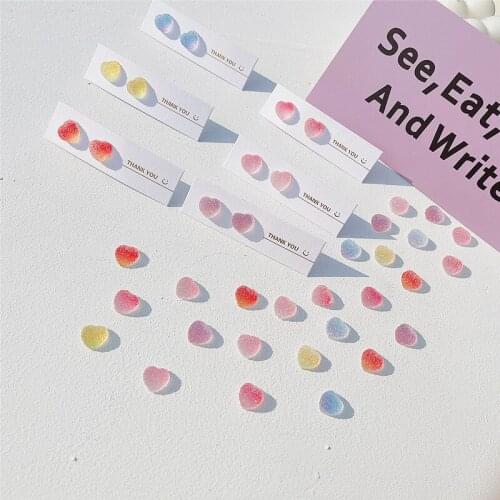 Juorest Girl Candy Cute Earrings Fashion 925 Sliver Suger Sweet Heart Earrings Trendy Summer Gift Multi Color Stud Earrings 2021