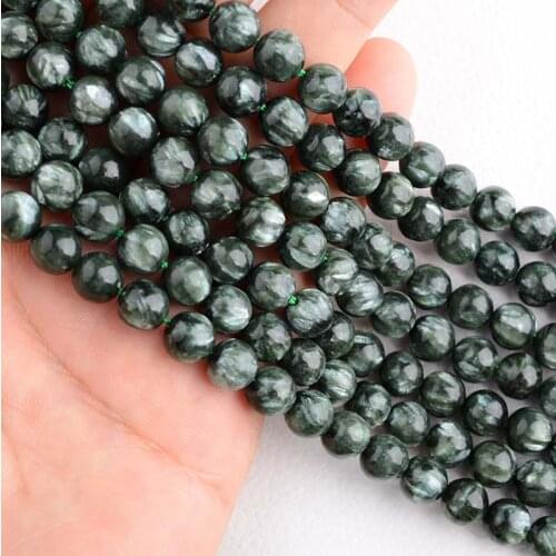 8.5mm Natural Top Grade precious russian Seraphinite stone beads For DIY necklace bracelet jewelry making 15 "free delivery