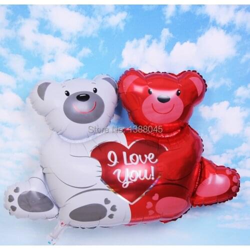 New Cartoon Double Bear I Love You Helium Foil Balloons Birthday Wedding Party Decoration Helium Balls Air Ballon Globos Party