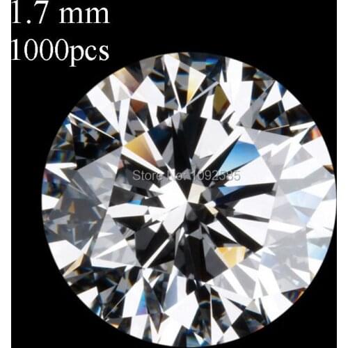 Wholesale 1000 pcs/lot Cubic Zirconia white round CZ stone high temperature resistance 1.7mm Semi- precious stone