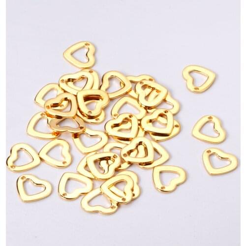 ASON 100 Pcs/Lots Heart Charm Hollow Out With Holes 316L Stainless Steel Pendant For Necklace Bracelet Jewelry Making Supplies