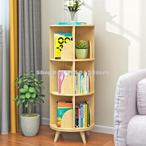 Solid Wood Rotating Bookshelf Shelf Simple Space-saving Landing Creative Small Bookcase Student Childrens Picture Book Rack