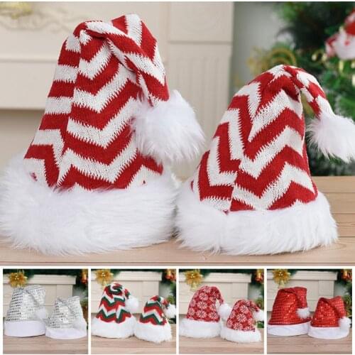 Christmas Hat Soft Stripe Pattern Children Hat Wear Resistant Fabric Merry Christmas Plush Warm Hat for Festival Kids Gifts