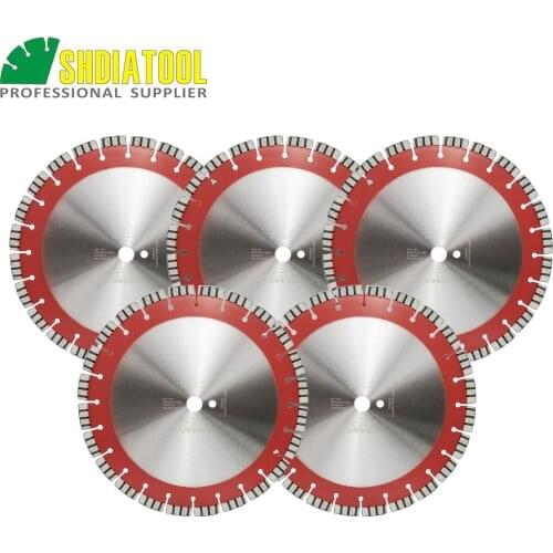SHDIATOOL 5pcs 14"/358MM Professional Laser welded Segmented Diamond Blade Turbo Cutting Disc Saw Blade For Reinforced concrete