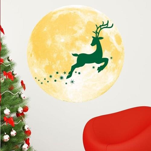 30cm Christmas Moon Wall Sticker PVC Removable Luminous Fluorescent Moon Loop Light Glow In The Dark Home Decoration Sticker
