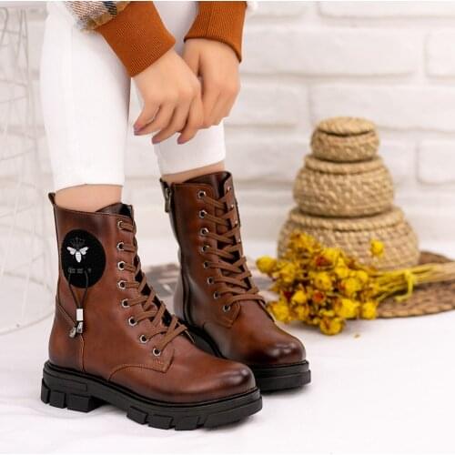 Tonar Inspiration Tan Skin Lace-Up Women Boots New Season Zipper Winter Casual and Stylish Cool
