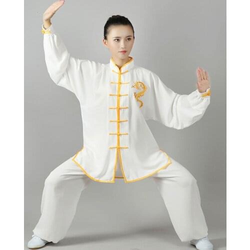 Unisex top quality embroidery dragon wushu kung fu training clothing kung fu martial arts uniforms tai chi taijiquan suits