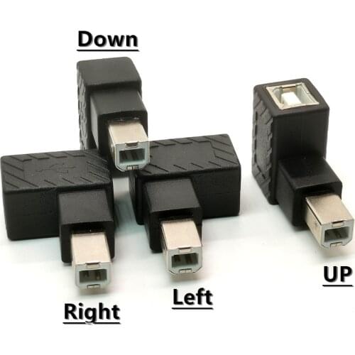 USB 2.0 Type B Print Adapter 90 Degree Up Down Left Right Angle Plug Extender Jack Male to Female Converter for Printer Scanner