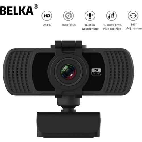 HD 2K Webcam Computer Web Camera with Microphone for Live Broadcast Video Calling Conference Work Camera PC Web Online Class