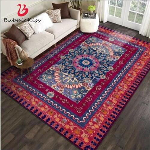 Bubble Kiss Fashion Carpet For Bedroom Vintage Purple Red Persian Ethnic Pattern Carpet Christmas Rug Floor Mat Home Decor