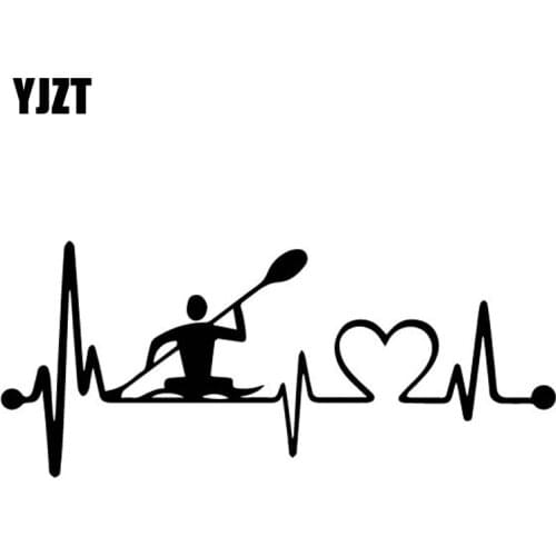 YJZT 16.2CM*6.9CM Heart Rate Ship Rowing Boat Artistic Conception Vinly Decal Car Sticker Interesting Black/Silver C27-0488