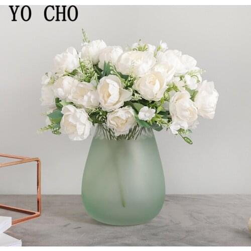 YO CHO Artificial Silk Peony Flowers for Home Decoration Luxury Wedding Fake Bouquet Pink Party Accessories Decor Faux Flores