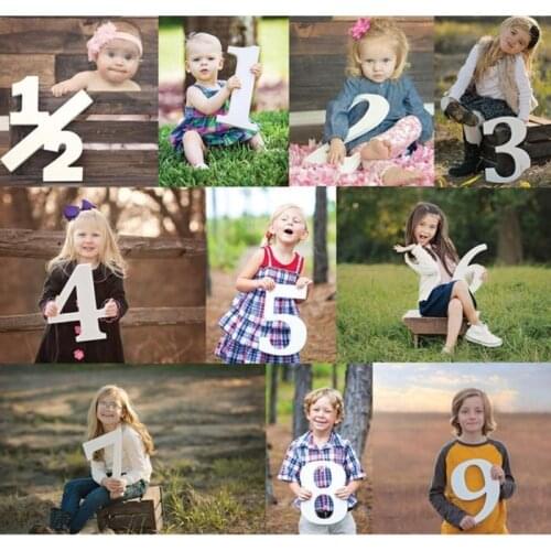 0-9 Wooden Number Baby Milestone Photography Props Shower Party Birthday Home Decorations 69HE