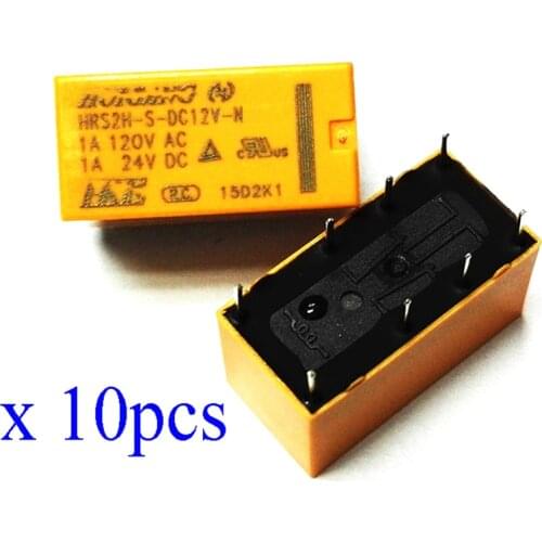 10pcs DC 12V DPDT PCB Power Signal Relay HRS2H-S-DC12V 8 PIN DIP 2NO 2NC