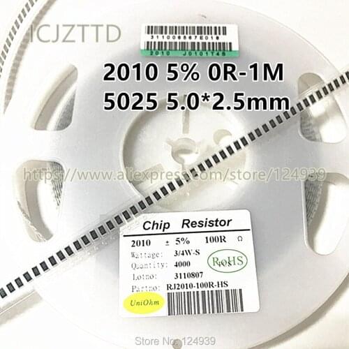 100PCS 2010 5% 5025 5.0*2.5mm 3/4W 3.6K 3K6 3.9K 3K9 4.3K 4K3 4.7K 4K7 5.1K 5K1 5.6K 5K6 6.2K 6K2 7.5K 7K5 8.2K 8K2 9.1K 9K1