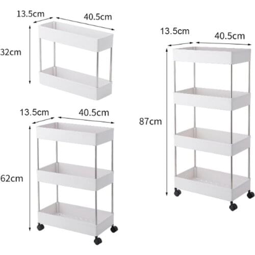 2/3/4 Tier Slim Storage Cart Mobile Shelving Unit Organizer Slide Out Storage Rolling Utility Cart Rack for Kitchen Bathroom