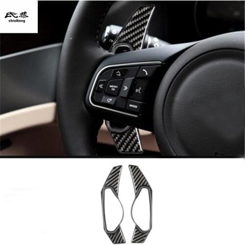 2pcs/Lot Car Sticker Epoxy Glue Carbon Fiber Grain Wheel Shift Paddle Shifter Extension Cover For Jaguar XEL XFL F-PACE