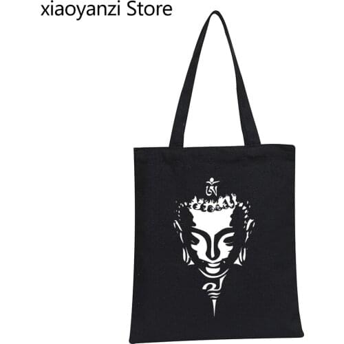 2021 casual Buddha Women Shopping Canvas Tote Bags Comfortable Buddhism religious belief Student Books Bags Tote Fabric Canvas