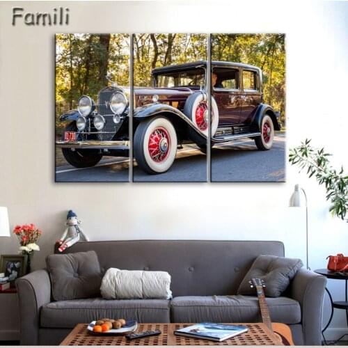 3 Pcs/Set Modern Landscape Painting Printed On Canvas Classic Retro Car Canvas Painting Bedroom Decor Wall art pictures