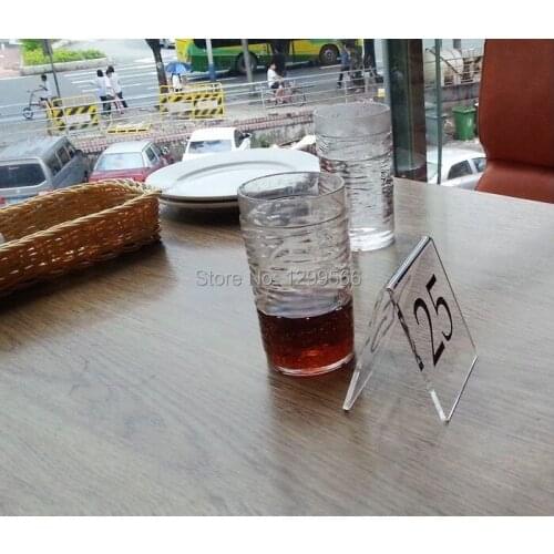 Hot sale Double-Sides clear acrylic restaurant table number card holder Digital Card seating card desk card display stand 50pcs