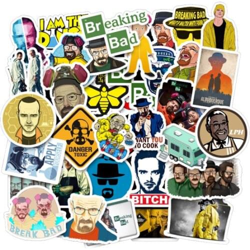 50PCS U.S. Drama Breaking Bad Stickers Graffiti Sticker For Luggage Skateboard Phone Laptop Bicycle Wall Guitar Sticker