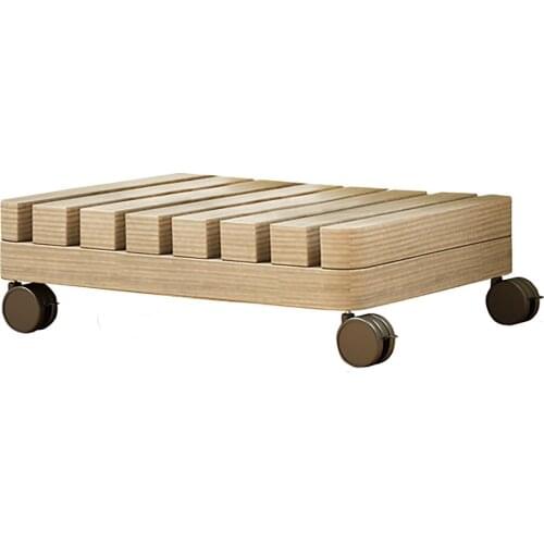 Balcony Shelf Indoor Multi-layer Solid Pot Wheels Wooden Planter Caddies Removable Trolley Wood Creative Desktop Flower Stand