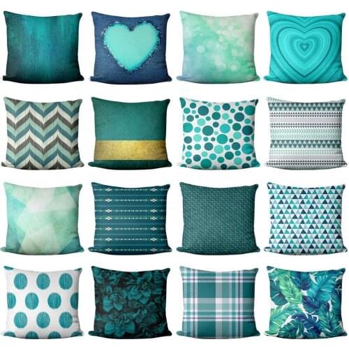 Love Heart Print Green Pillow Case 45*45 Throw Pillow Cases Pillowcases Decorative Pillows Sofa Chair Cushion Pillow Cover Case