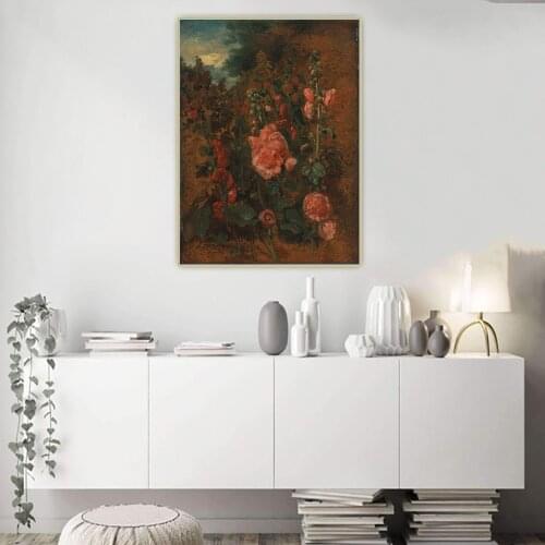 Citon John Constable《Study of Hollyhocks》Canvas Art Oil painting Artwork Poster Picture Backdrop Wall Decor Home Decoration