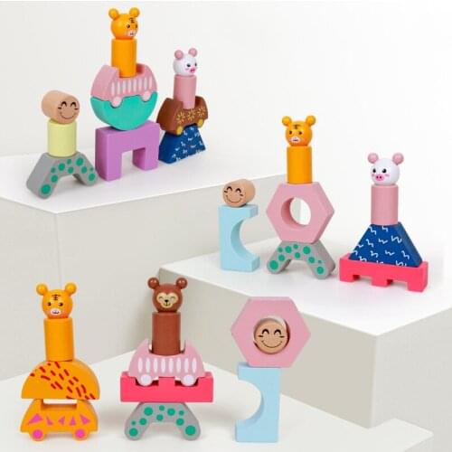 Montessori Wooden Stacking Game Building Blocks Early Education Toys For Children Logical Thinking Training Interactive Toy