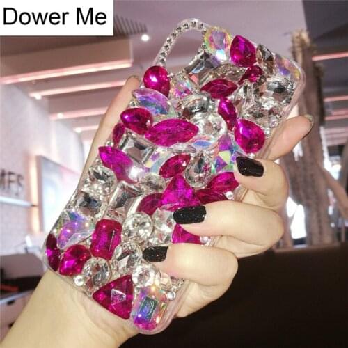 Dower Me Luxury DIY Fashion Colorful Big Rhinestone Bling Crystal Diamond Phone Case Cover For Iphone X 8 7 6 6S Plus 5 5S SE