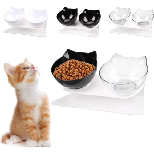 Double Cat Dog Bowls with Raised Stand Tilted Cat Food Bowl, Stress Free Pet Feeder and Waterer for Small Dog Cat Pet Supplies