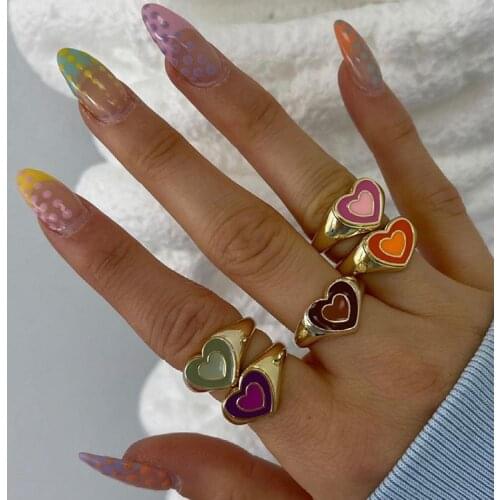 Heart Matching Rings Set for Women Anillo Bagues Bohemian Jewelry Teen Girls Sieraden Accesorios Mujer Fashion 2021 Bijoux Lgbt