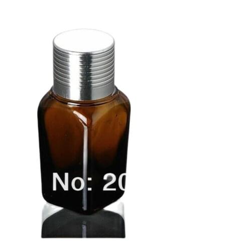 15ml brown square essential oil bottle with silver aluminum lid plastic stopper dropper ,glass bottle for cosmetic packing
