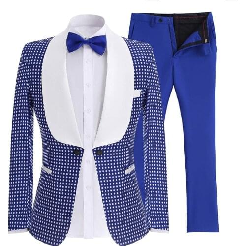 Royal Blue Black Suit Mens Shawl Collar 2 Pieces Mens SuitsSlim Fit Groom Jacket Tuxedos for Wedding Evening(Blazer+Pants+Tie)