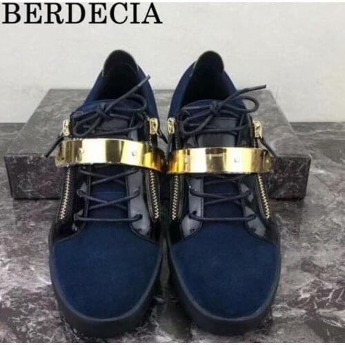 Berdecia Flock Leather Fashion Footwear Leisure Shoes Sneakers 2021 Metal Buckle Lace-Up Zipper Design Unique Loafers Unisex