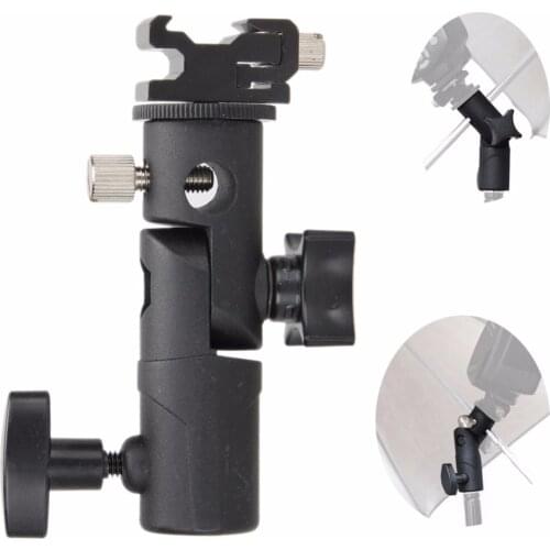 Metal Camera E Type Flash Shoe Umbrella Holder Mount Light Stand Bracket Swivel for Canon For Nikon camera Flash