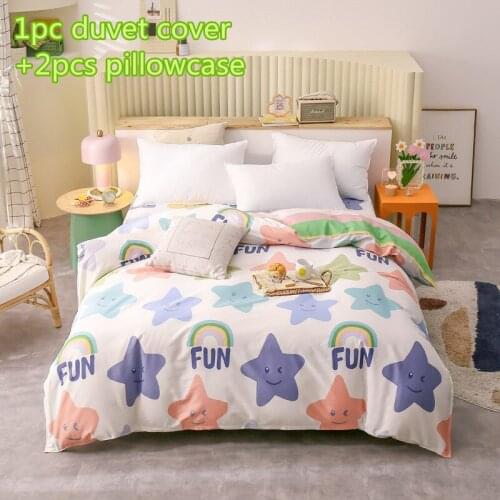 Fashion Cotton Star Duvet Cover Cute Quilt Cover Sets Girls Single Twin Full King Bedding Soft Cartoon Comforter Cover Sets