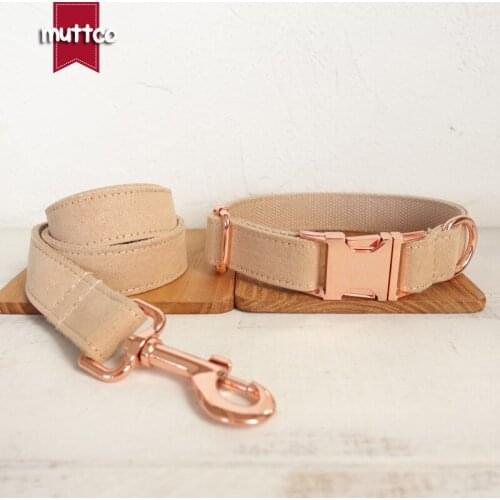 MUTTCO retailing new style collar THE LADY handmade light brown 5 sizes poly satin and nylon dog collar and leash UDC027M