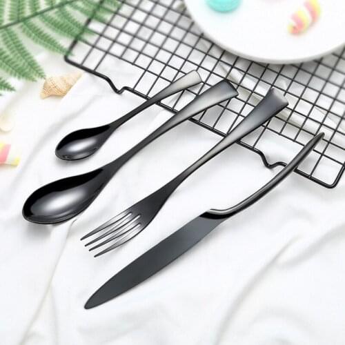 Wholesale 4pcs/set Black Cutlery Set Box Packaging Stainless Steel Western Knife Cutlery Kitchen Dinnerware Tableware Set